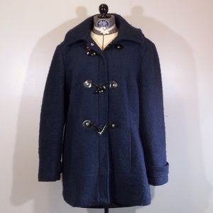 Calvin Klein navy heavy winter fuzzy pea coat